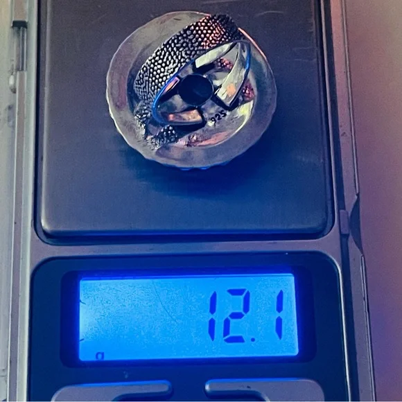 New Artisan Blue Green Natural Azurite Stone 925 Sterling Silver Circle Ring - Picture 15 of 15